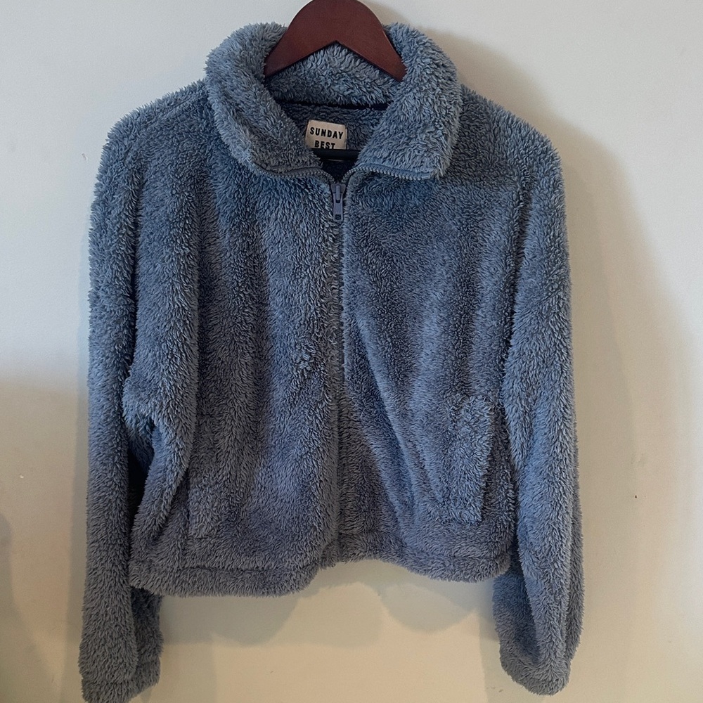 Sunday Best Aritzia teddy jacket steel blue size small